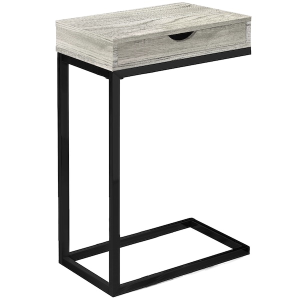 Accent Table - Grey Reclaimed Wood-Look / Black / Drawer